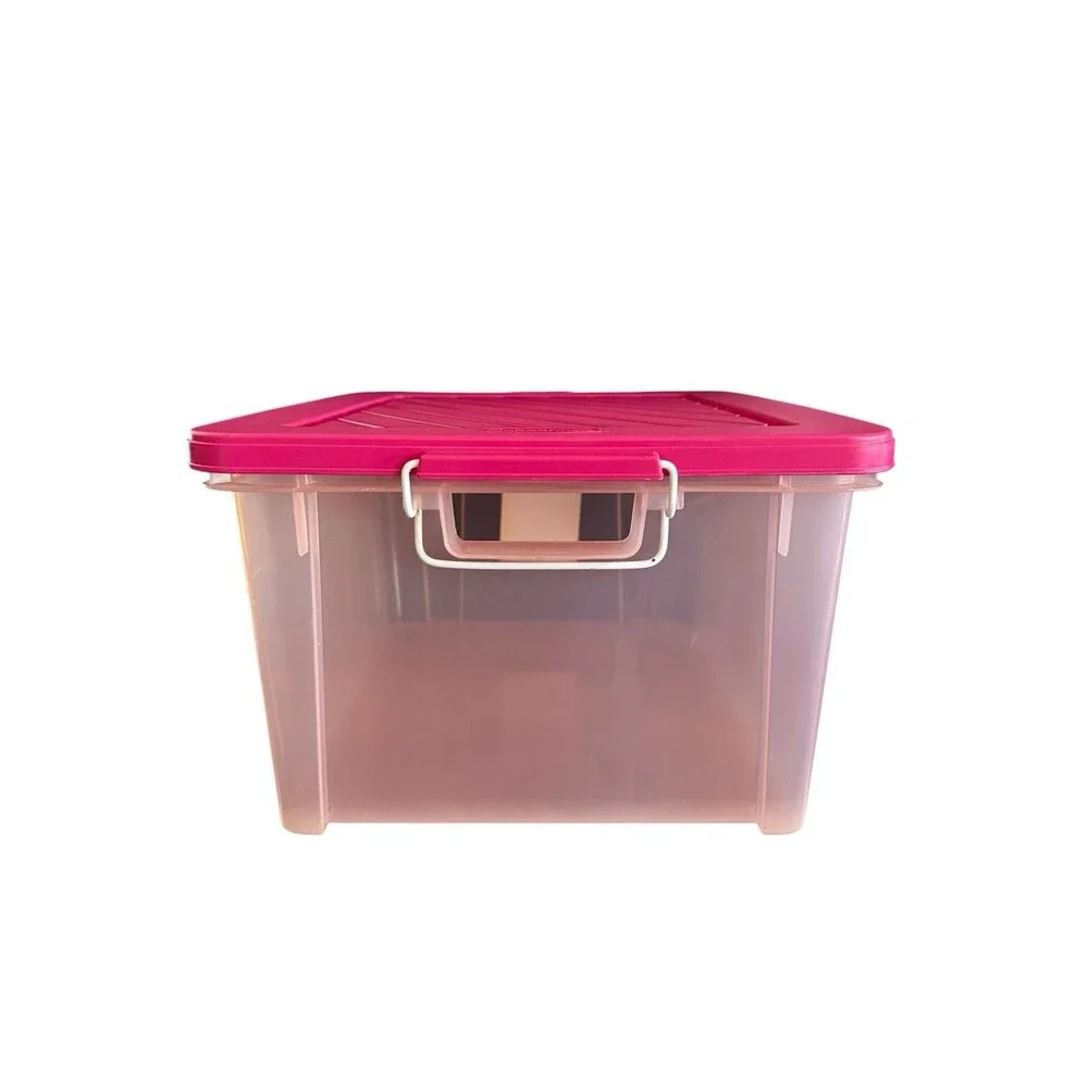 Vintage 1990s Rubbermaid Keepers Latch Storage Box Pink No. 4148 18 X 15 X 9.75”